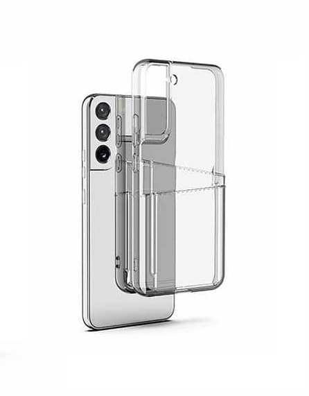 Samsung Galaxy S22 - Gennemsigtig skal med dobbelt kortplads + fuldt hærdet beskyttelsesglas