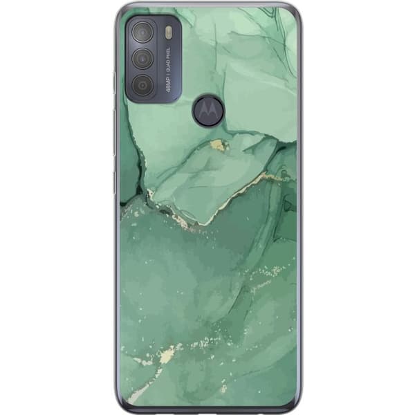 Motorola Moto G50 Genomskinligt Skal Grön marmor
