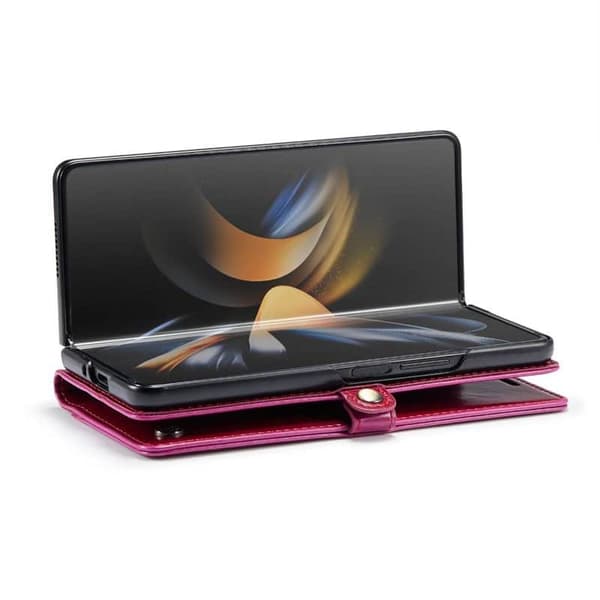 Lompakkokotelo 3-kortti aitoa nahkaa Samsung Galaxy Z Fold 5 - Viininpunainen