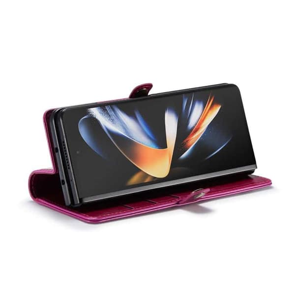 Lompakkokotelo 3-kortti aitoa nahkaa Samsung Galaxy Z Fold 5 - Viininpunainen
