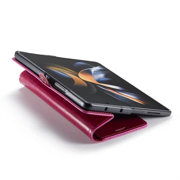 Lompakkokotelo 3-kortti aitoa nahkaa Samsung Galaxy Z Fold 5 - Viininpunainen