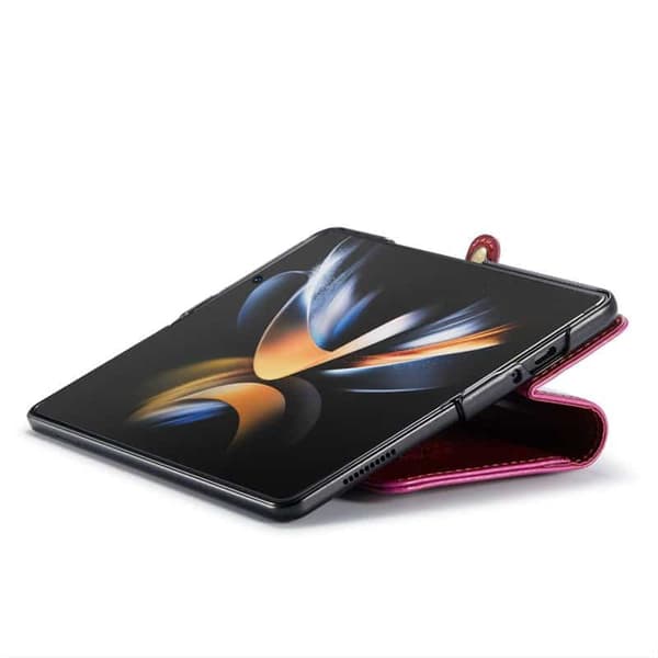 Lompakkokotelo 3-kortti aitoa nahkaa Samsung Galaxy Z Fold 5 - Viininpunainen