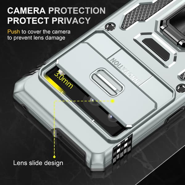 SKALO Google Pixel 7a Armor hybridi metallirengas kameran liukusäädin - - Harmaa