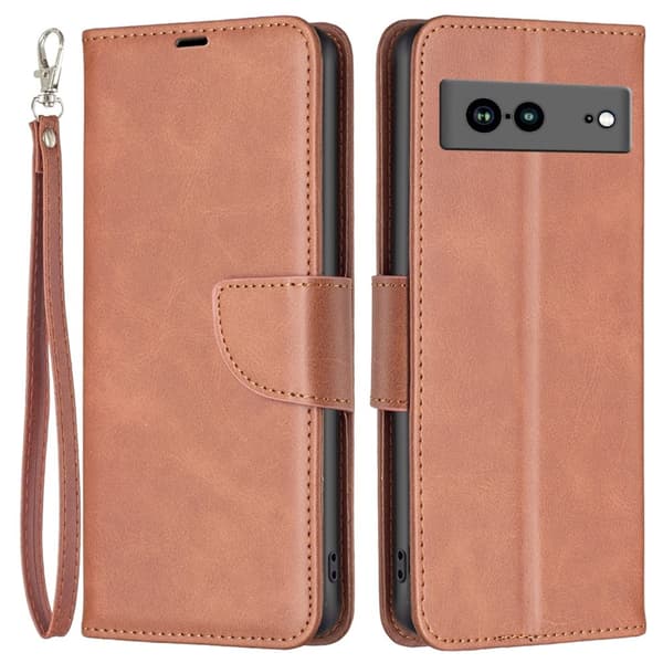 SKALO Google Pixel 7a Flip Cover m. pung i PU-læder - Brun