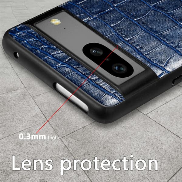 SKALO Google Pixel 7a Crocodile PU Nahka Hybrid Suojakuori - Sininen