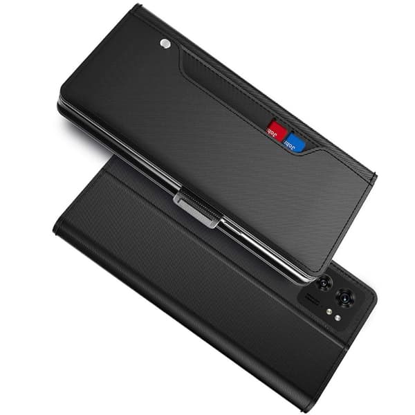 SKALO Motorola Edge 40 5G Korthållare Spegel Plånbok - Svart