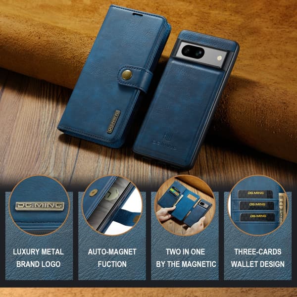 DG MING Google Pixel 7a 2-i-1 Magnet Plånboksfodral - Blå