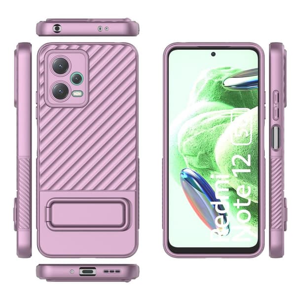 SKALO Xiaomi Redmi Note 12 5G Twill 2.0 TPU-kuori telineellä - Violetti