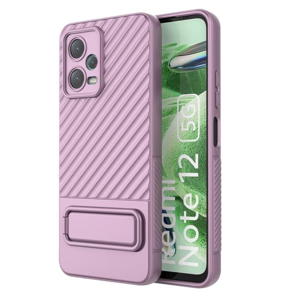 SKALO Xiaomi Redmi Note 12 5G Twill 2.0 TPU-kuori telineellä - Violetti