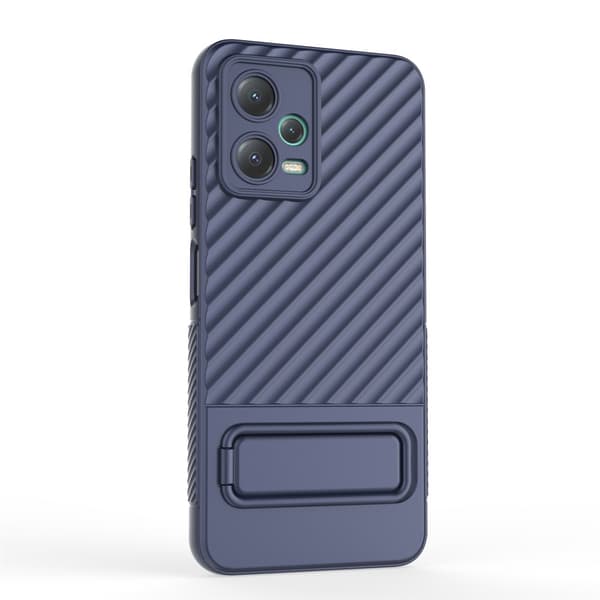 SKALO Xiaomi Redmi Note 12 5G Twill 2.0 TPU skal med ställ - Mörkblå