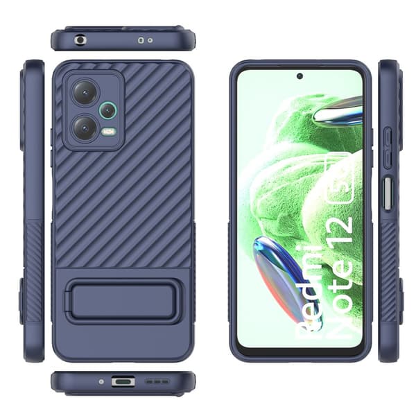 SKALO Xiaomi Redmi Note 12 5G Twill 2.0 TPU skal med ställ - Mörkblå