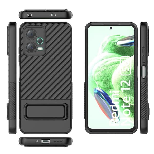 SKALO Xiaomi Redmi Note 12 5G Twill 2.0 TPU skal med ställ - Svart