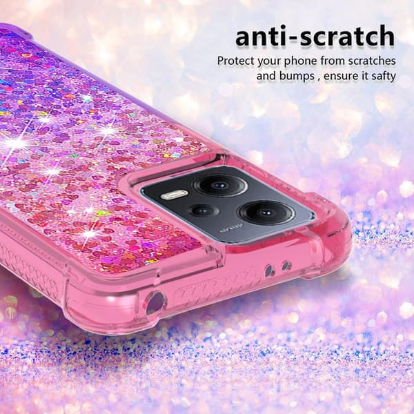SKALO Xiaomi Redmi Note 12 5G Juoksuhiekka Glitter Sydämet TPU kuori - Pinkki-Violetti