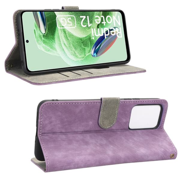 SKALO Xiaomi Redmi Note 12 5G Lompakkokotelo PU-nahkaa - Violetti