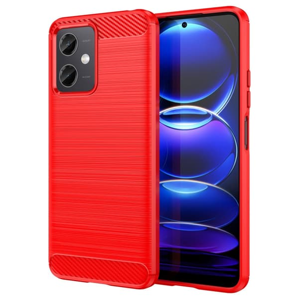 SKALO Xiaomi Redmi Note 12 5G Armor Carbon Stöttåligt TPU-skal Röd