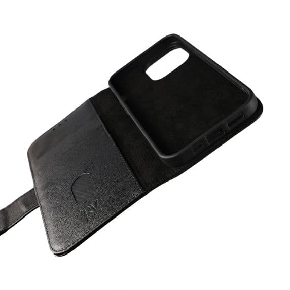 iPhone 12 Mini Plånboksfodral i Genuint läder – Svart