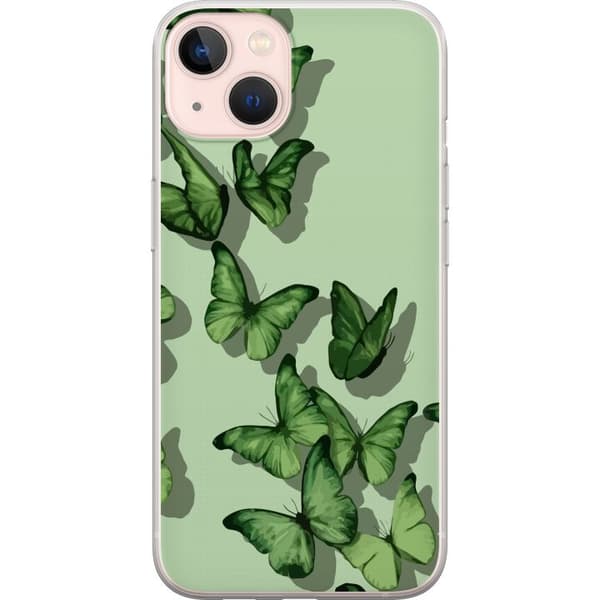 Apple iPhone 13 mini Gennemsigtig cover Grønne Sommerfugle