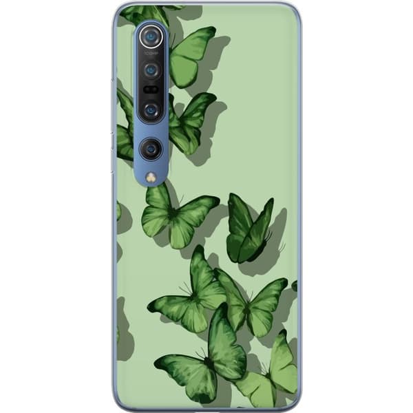 Xiaomi Mi 10 Pro 5G Genomskinligt Skal Gröna Fjärilar