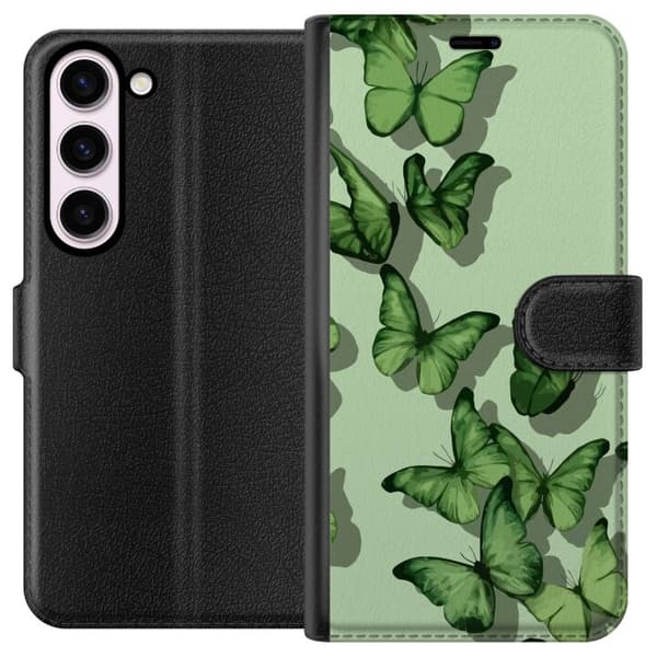 Samsung Galaxy S23 Plånboksfodral Gröna Fjärilar