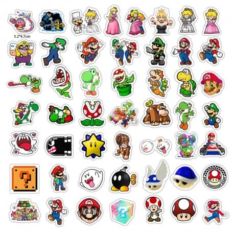 50-PAKKER Nintendo Super Mario vandtætte klistermærker