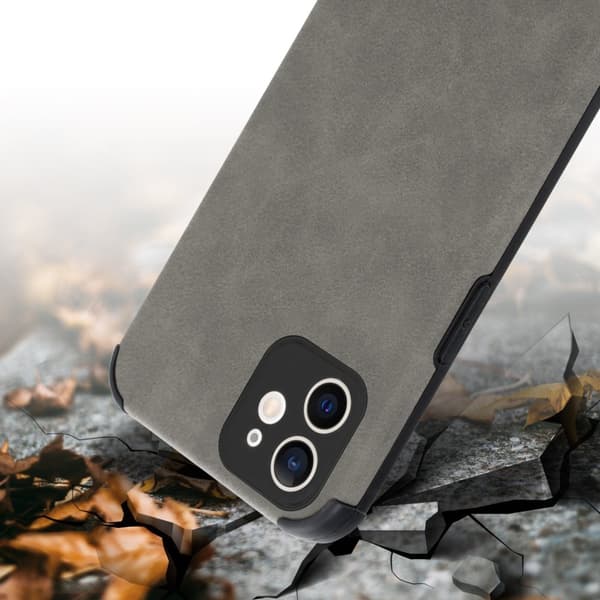iPhone 12 Fodral Skal  av TPU-silikon med fin baksida i faux-suede Mobilskydd