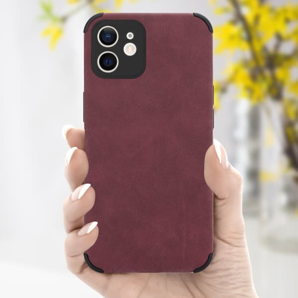iPhone 12 Fodral Skal av TPU-silikon med fin baksida i faux-suede Mobilskydd