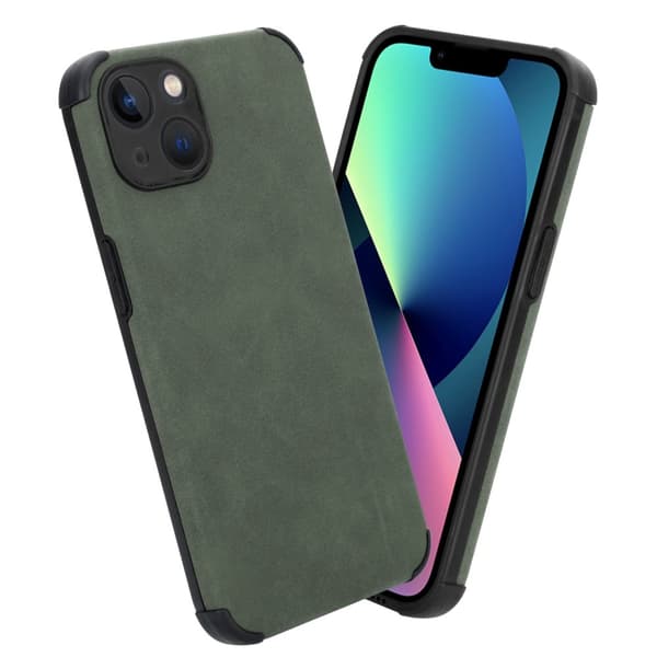 Deksel til iPhone 13 Beskyttelsesdeksel TPU-silikon med bakside av edelt kunstmuggskinn