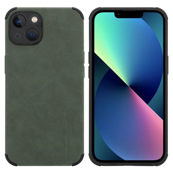 Deksel til iPhone 13 Beskyttelsesdeksel TPU-silikon med bakside av edelt kunstmuggskinn