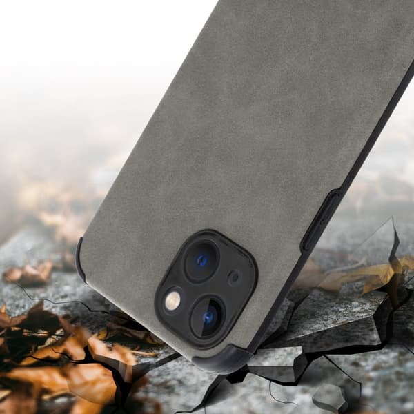Deksel til iPhone 13 Beskyttelsesdeksel TPU-silikon med bakside av edelt kunstmuggskinn