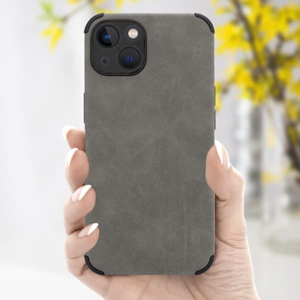Deksel til iPhone 13 Beskyttelsesdeksel TPU-silikon med bakside av edelt kunstmuggskinn
