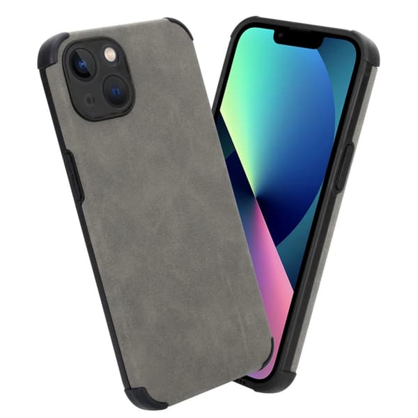 Deksel til iPhone 13 Beskyttelsesdeksel TPU-silikon med bakside av edelt kunstmuggskinn