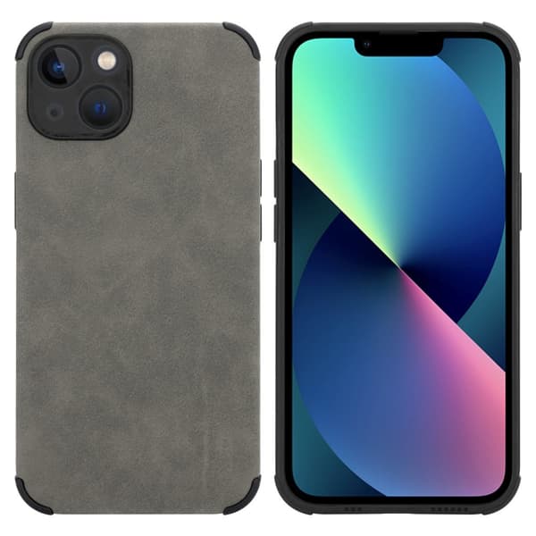 Deksel til iPhone 13 Beskyttelsesdeksel TPU-silikon med bakside av edelt kunstmuggskinn