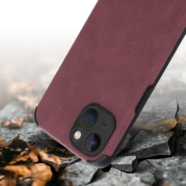 Deksel til iPhone 13 Beskyttelsesdeksel TPU-silikon med bakside av edelt kunstmuggskinn
