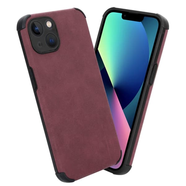 Deksel til iPhone 13 Beskyttelsesdeksel TPU-silikon med bakside av edelt kunstmuggskinn