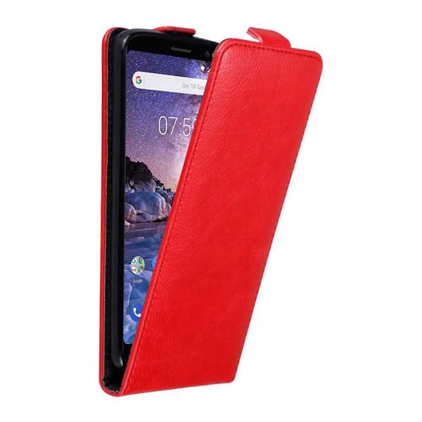Nokia 7 PLUS Suojakotelo Suojakuori Lompakkokotelo Matkapuhelinkotelo flip muotoilu magneettisuljenta OMENAN PUNAINEN