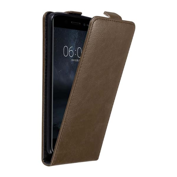 Deksel til Nokia 6 2017 Flip Etui med magnetisk lukking KAFFEBRUNN