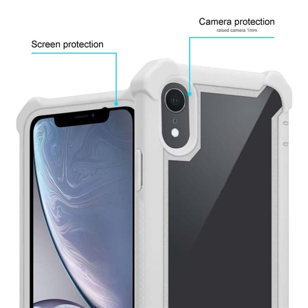 Deksel for iPhone XR 2-i-1 beskyttelsesdeksel med TPU-silikonkant og bakside av akrylglass