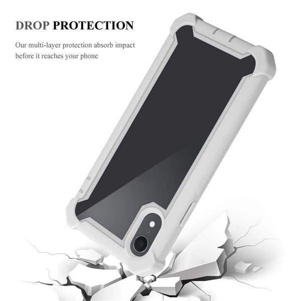 Deksel for iPhone XR 2-i-1 beskyttelsesdeksel med TPU-silikonkant og bakside av akrylglass