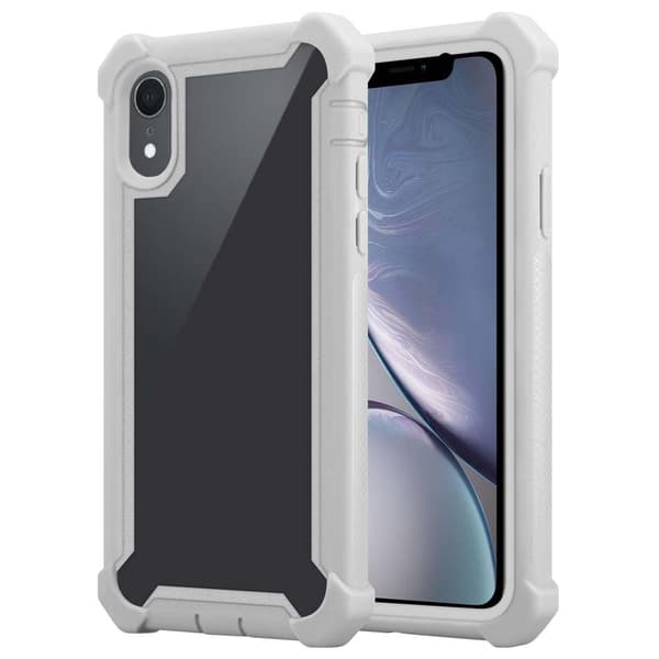 Deksel for iPhone XR 2-i-1 beskyttelsesdeksel med TPU-silikonkant og bakside av akrylglass