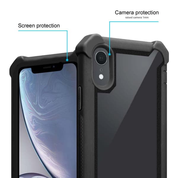 iPhone XR Suojakuori Suojakotelo 2-in-1 jossa on TPU-silikonireuna ja akryylilasinen takapuoli