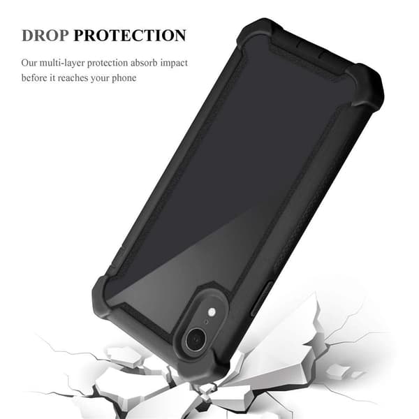 iPhone XR Suojakuori Suojakotelo 2-in-1 jossa on TPU-silikonireuna ja akryylilasinen takapuoli