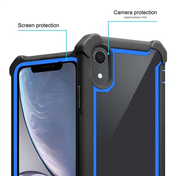 iPhone XR Suojakuori Suojakotelo 2-in-1 jossa on TPU-silikonireuna ja akryylilasinen takapuoli