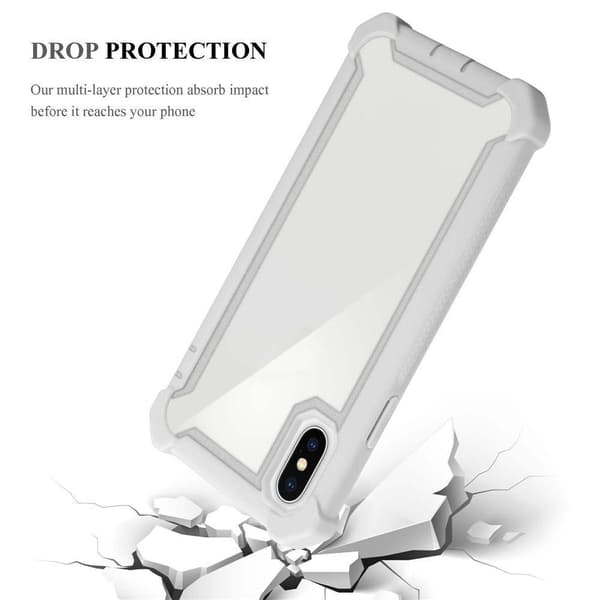 Deksel for iPhone XS MAX 2-i-1 beskyttelsesdeksel med TPU-silikonkant og bakside av akrylglass