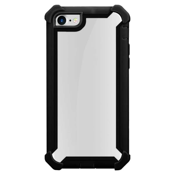 Deksel for iPhone 7 / 7S / 8 / SE 2020 2-i-1 beskyttelsesdeksel med TPU-silikonkant og bakside av akrylglass