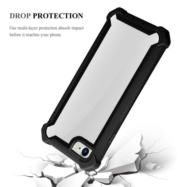 Deksel for iPhone 7 / 7S / 8 / SE 2020 2-i-1 beskyttelsesdeksel med TPU-silikonkant og bakside av akrylglass
