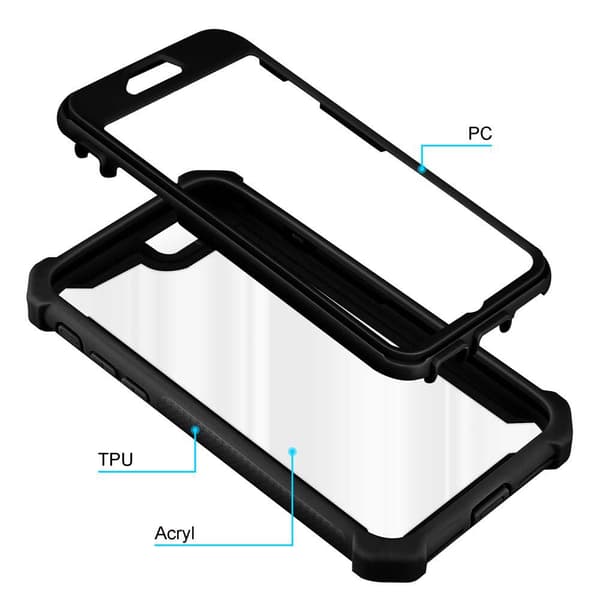 Deksel for iPhone 7 / 7S / 8 / SE 2020 2-i-1 beskyttelsesdeksel med TPU-silikonkant og bakside av akrylglass