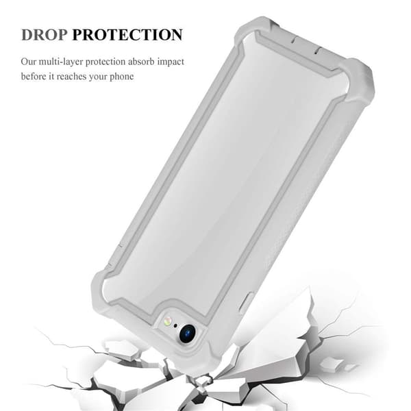 Deksel for iPhone 7 / 7S / 8 / SE 2020 2-i-1 beskyttelsesdeksel med TPU-silikonkant og bakside av akrylglass