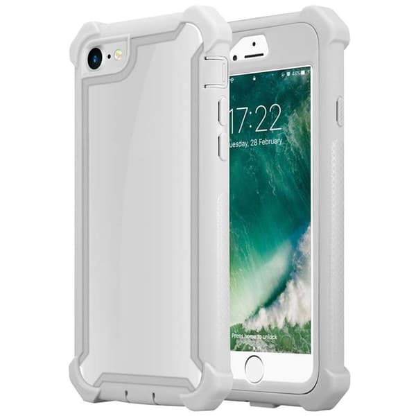 Deksel for iPhone 7 / 7S / 8 / SE 2020 2-i-1 beskyttelsesdeksel med TPU-silikonkant og bakside av akrylglass