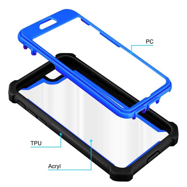 Deksel for iPhone 7 / 7S / 8 / SE 2020 2-i-1 beskyttelsesdeksel med TPU-silikonkant og bakside av akrylglass