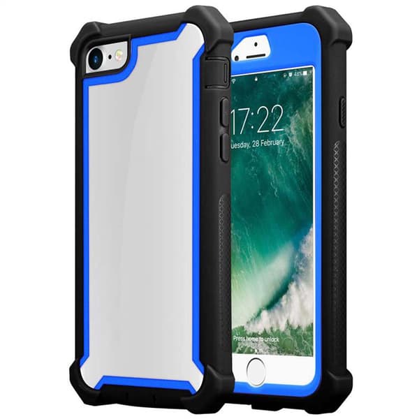 Deksel for iPhone 7 / 7S / 8 / SE 2020 2-i-1 beskyttelsesdeksel med TPU-silikonkant og bakside av akrylglass